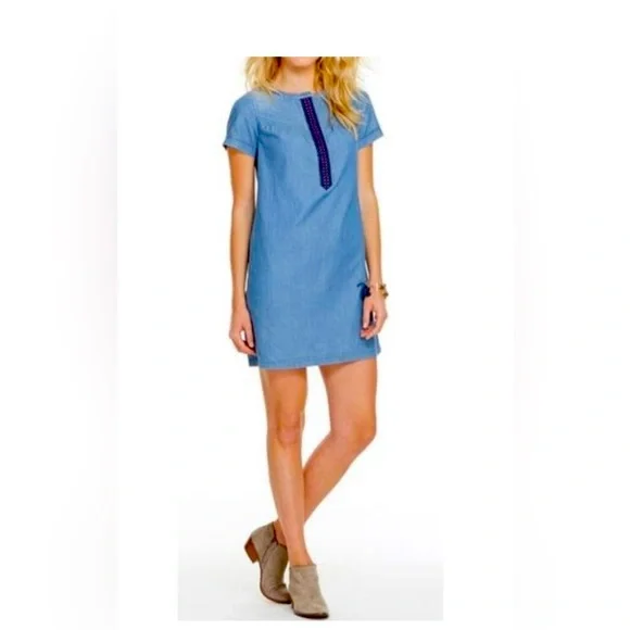 Vineyard Vines | Dresses | Vineyard Vines Blue Denim Dress With Purple Trim  Size 2 | Poshmark